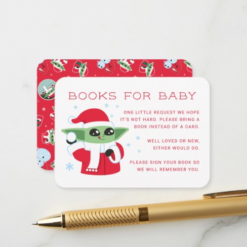 Grogu Christmas Baby Shower Books for Baby Enclosure Card