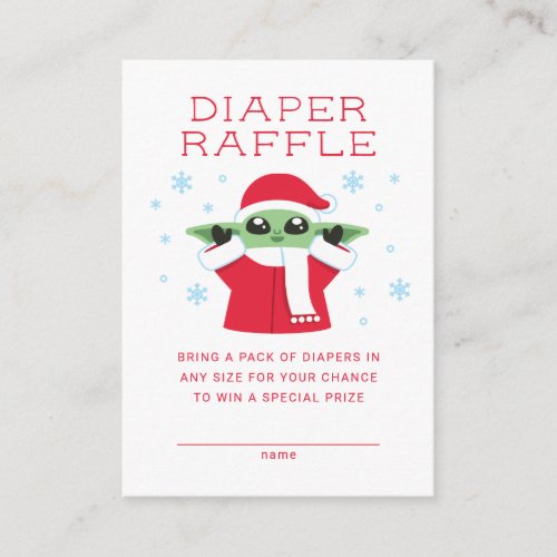 Grogu Christmas Baby Shower Diaper Raffle Enclosure Card
