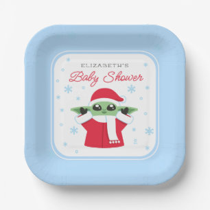 Grogu Christmas Baby Shower Paper Plates