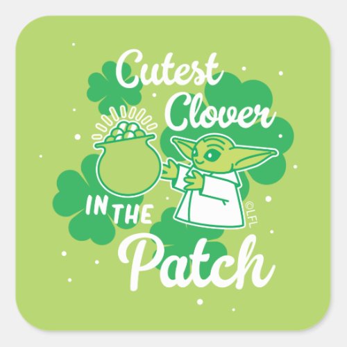 Grogu Cutest Clover in the Patch Square Sticker