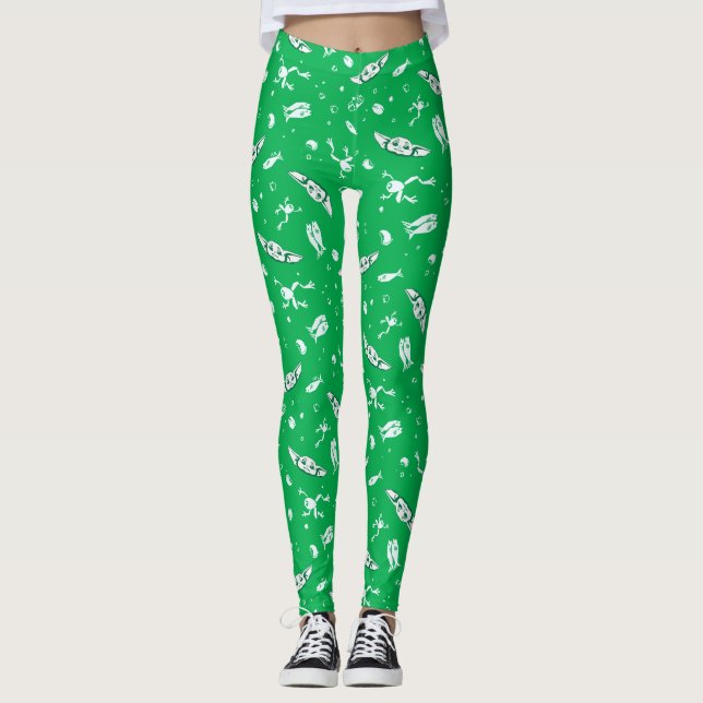 Grogu Green Snacks Pattern Leggings (Front)