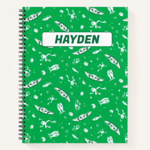 Grogu Green Snacks Pattern Notebook