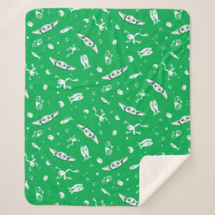 Grogu Green Snacks Pattern Sherpa Blanket