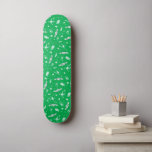 Grogu Green Snacks Pattern Skateboard<br><div class="desc">Playful, bold, and full of personality, this repeating pattern design features the adorable Grogu surrounded by scattered snack elements and whimsical floating poses. Set against a vibrant green background with crisp white illustrations, the design has a fun, modern graphic style that instantly stands out. The all-over pattern layout makes it...</div>