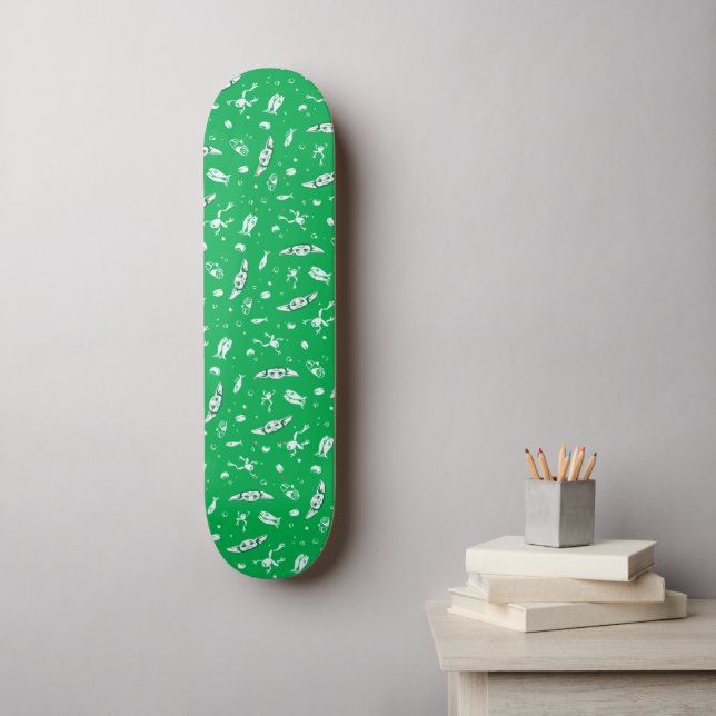Grogu Green Snacks Pattern Skateboard (Wall Art)