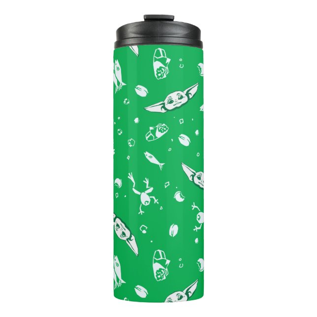 Grogu Green Snacks Pattern Thermal Tumbler (Front)