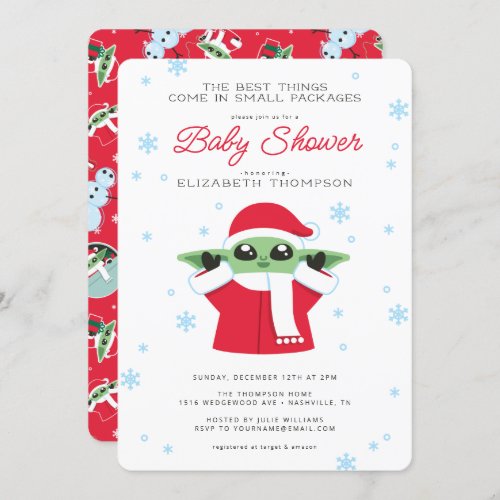 Grogu  Holiday Christmas Baby Shower Invitation