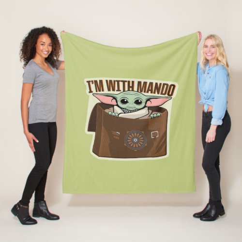 Grogu in Satchel Im With Mando Cartoon Fleece Blanket