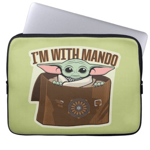 Grogu in Satchel Im With Mando Cartoon Laptop Sleeve