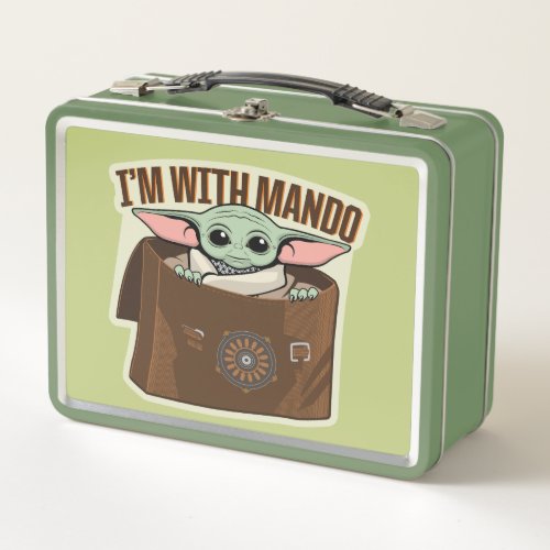 Grogu in Satchel Im With Mando Cartoon Metal Lunch Box