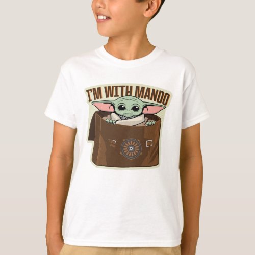 Grogu in Satchel Im With Mando Cartoon T_Shirt