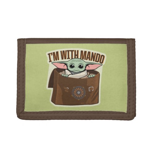 Grogu in Satchel Im With Mando Cartoon Trifold Wallet