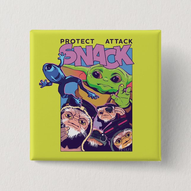 Grogu - Protect. Attack. SNACK! Button (Front)