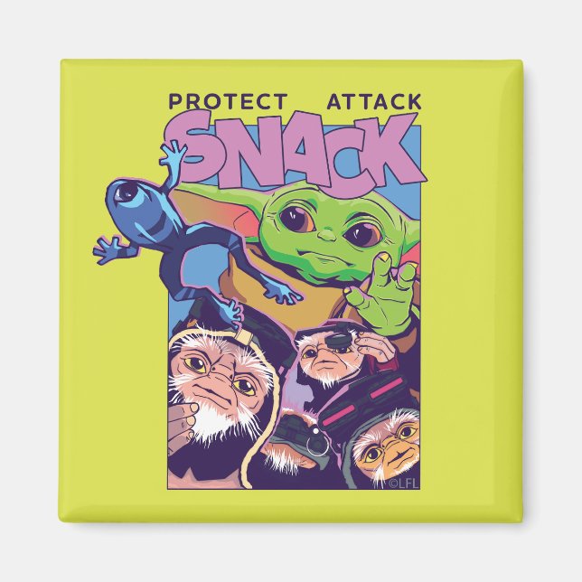 Grogu - Protect. Attack. SNACK! Magnet (Front)