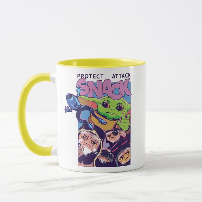 Grogu - Protect. Attack. SNACK! Mug (Left)