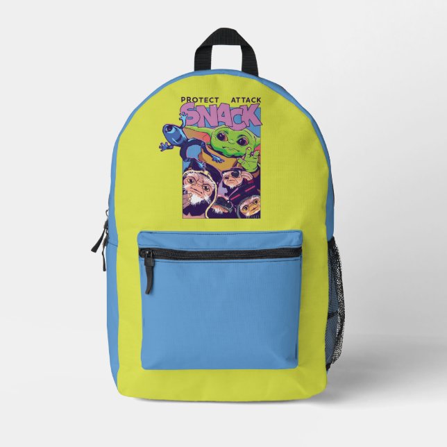 Grogu - Protect. Attack. SNACK! Printed Backpack (Front)