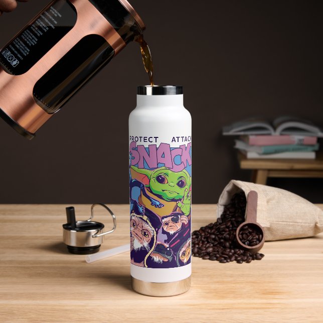 Grogu - Protect. Attack. SNACK! Water Bottle (Coffee)