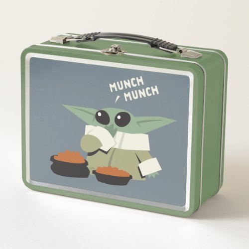 Grogu Snacking Cartoon Illustration Metal Lunch Box