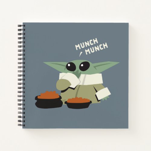 Grogu Snacking Cartoon Illustration Notebook