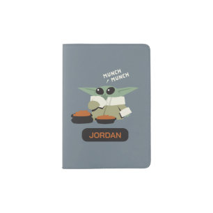 Grogu Snacking Cartoon Illustration Passport Holder