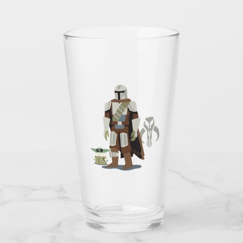 Grogu  The Mandalorian With Symbol Cartoon Glass