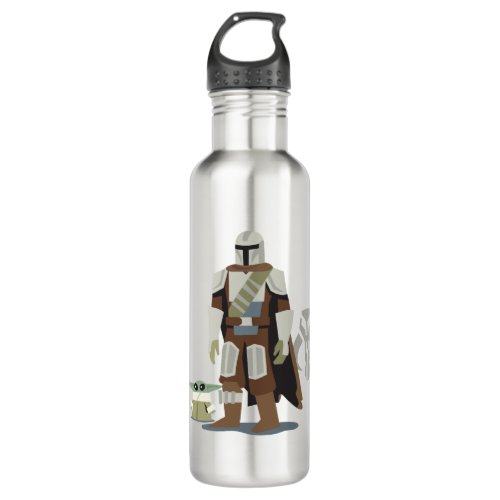 Grogu  The Mandalorian With Symbol Cartoon Stainless Steel Water Bottle