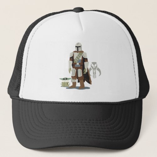 Grogu  The Mandalorian With Symbol Cartoon Trucker Hat