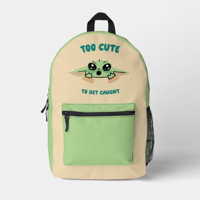 Grogu - Too Cute To Get Caught Printed Backpack (Front)
