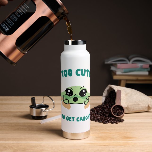 Grogu - Too Cute To Get Caught Water Bottle (Coffee)