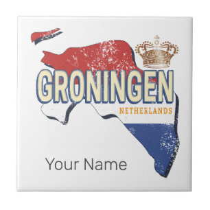 Groningen Netherlands Retro Map Dutch Vintage Ceramic Tile