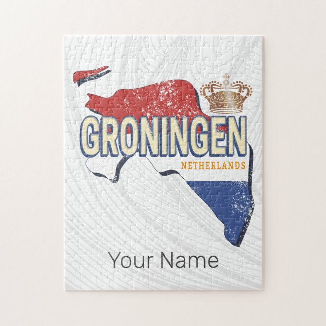 Groningen Netherlands Retro Map Dutch Vintage Jigsaw Puzzle (Vertical)