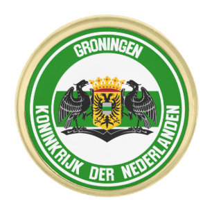 Groningen Round Emblem Gold Finish Lapel Pin