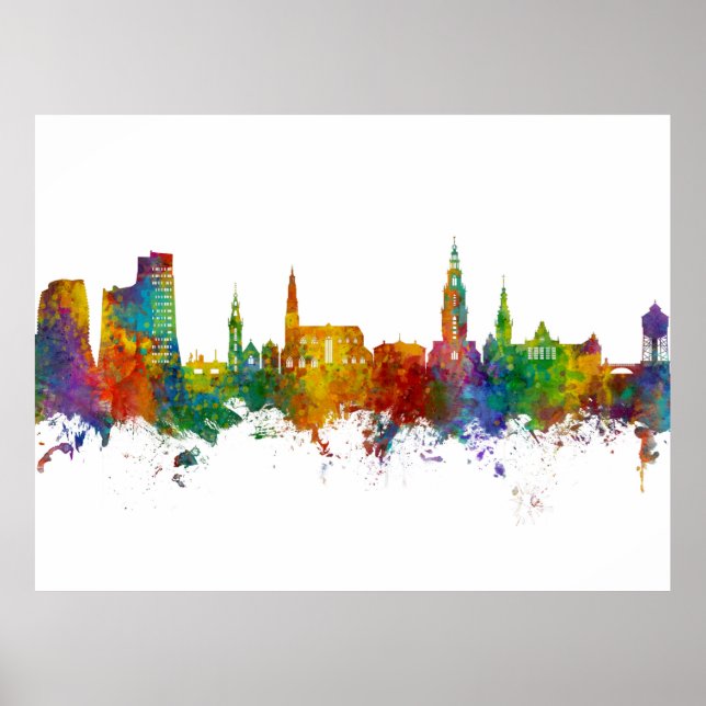 Groningen The Netherlands Skyline Poster (Front)