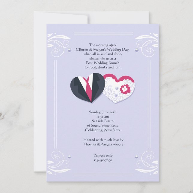 Groom and Bride Hearts Invitation (Front)