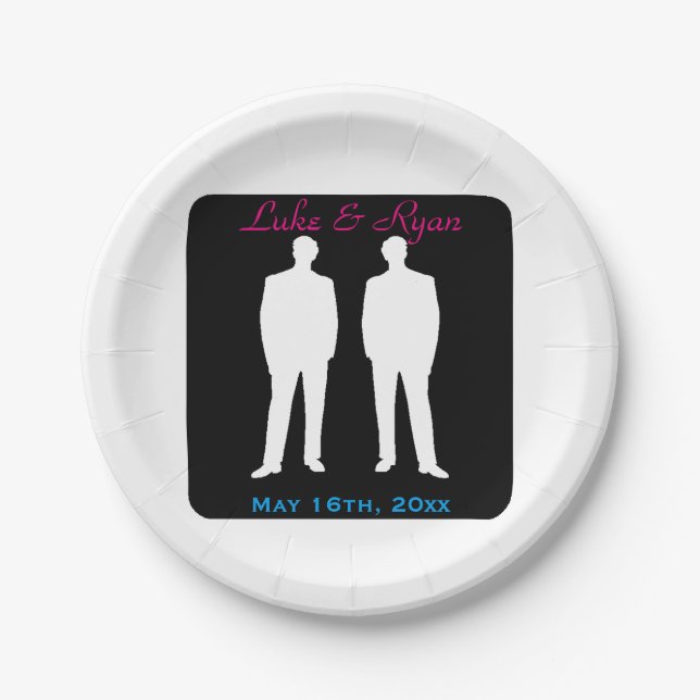 Groom and Groom Gay Wedding Paper Plates (Front)