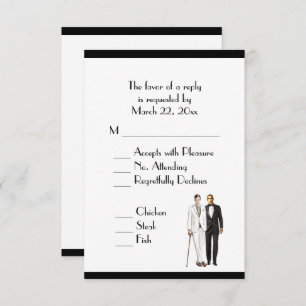 Groom and Groom Menu Wedding RSVP Classic White