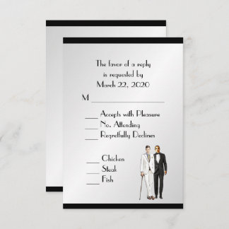 Groom and Groom Menu Wedding RSVP Classy Silver