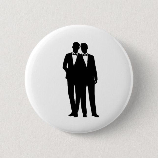 Groom and Groom Wedding Pinback Button (Front)