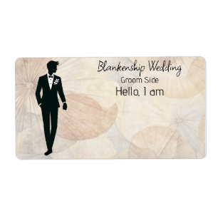 Groom Art Floral Background Label Name Tag