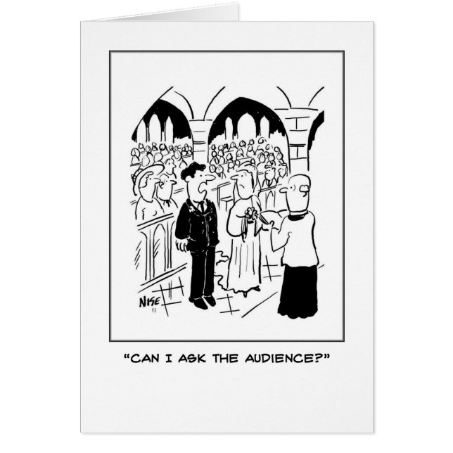 Groom asks silly question at his wedding cards (Front)