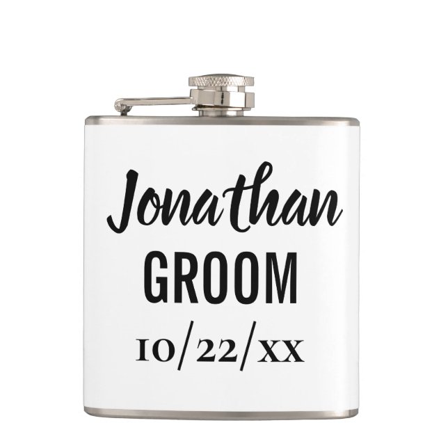 Groom Bachelor Party Wedding Favor Flask (Front)