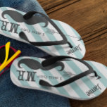 Groom Beach Wedding Vintage I am Her Mr.  Flip Flops<br><div class="desc">Groom Personalized Vintage I am Her Mr. Stripes Pattern - Photo Props! Honeymoon Beach Attire</div>