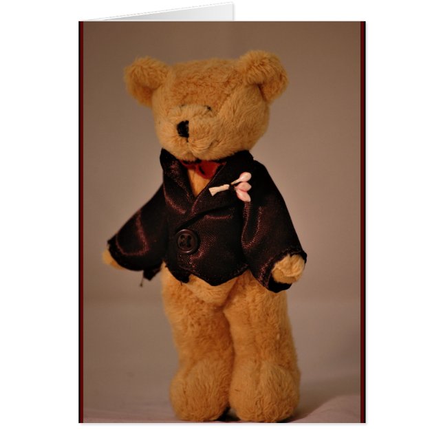 Groom beat teddy bear wedding married marriage (Front)