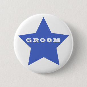 GROOM Big Navy Blue Star Button