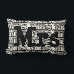 Groom Black and Ivory Mr Typography Pattern Lumbar Pillow<br><div class="desc">Mrs.or Monogram Custom Accent Pillow on Gray You can Personalize this Beautiful Elegant Vintage Elements Black and Ivory Vintage Retro Tyograohy Pillow to say anything you like or use the existing Mrs.for the Bride/ Wife or buy two one Mrs. and one Mr. for the Newlyweds. Looking for 2nd Anniversary Gifts?...</div>