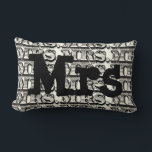 Groom Black and Ivory Mr Typography Pattern Lumbar Pillow<br><div class="desc">Mrs.or Monogram Custom Accent Pillow on Gray You can Personalize this Beautiful Elegant Vintage Elements Black and Ivory Vintage Retro Tyograohy Pillow to say anything you like or use the existing Mrs.for the Bride/ Wife or buy two one Mrs. and one Mr. for the Newlyweds. Looking for 2nd Anniversary Gifts?...</div>