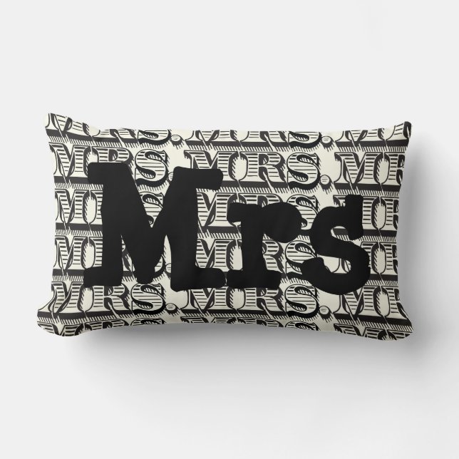 Groom Black and Ivory Mr Typography Pattern Lumbar Pillow (Front)