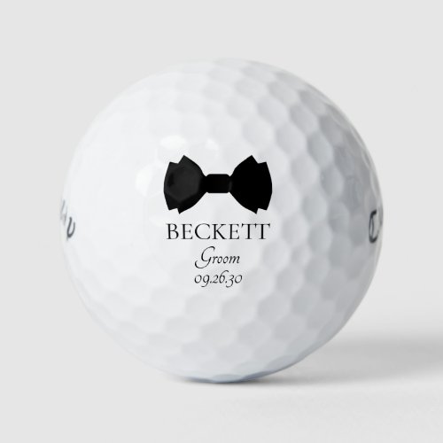 Groom Black Bow Tie Golf Balls