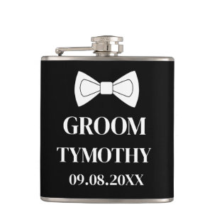 Groom Black Elegant Modern Gifts Wedding Flask