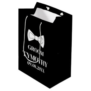 Groom Black Elegant Modern Gifts Wedding Medium Gift Bag